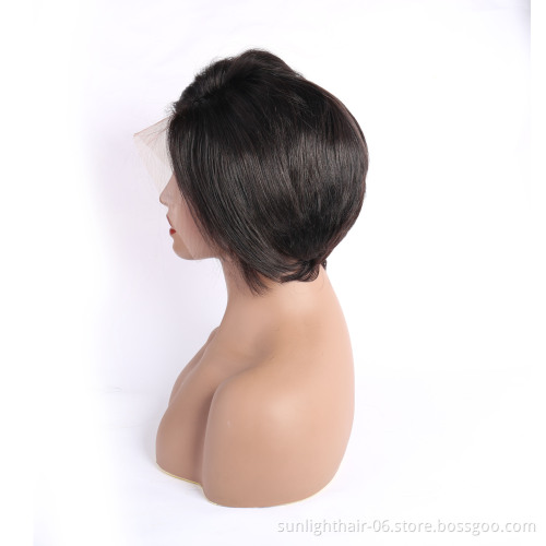 2021 Fashion 100% Human Hair T-part Lace Wig Cuticle Aligned Hair Lace Front Short Pixie T-part lace Wig